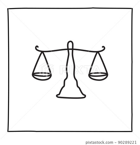 Doodle scale icon or logo, hand drawn with thin black line Doodle scale icon or logo, hand drawn with thin black line 90289221
