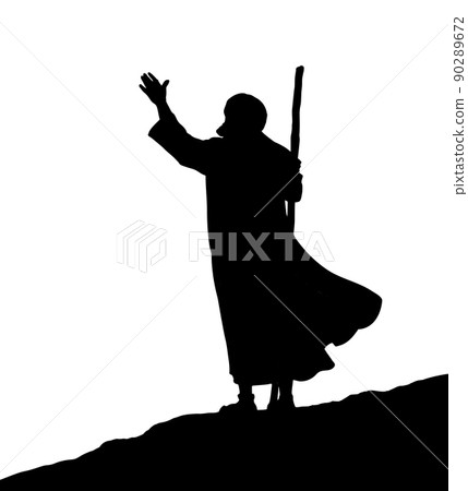 Moses with the staff. Vector drawing 90289672
