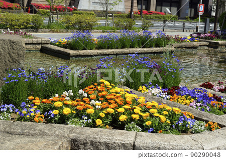 公園水邊花壇 春天花壇 公園水邊花壇 春天花壇 90290048