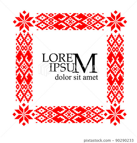 The pattern is red Belarusian. Slavic frame. Vector illustration The pattern is red Belarusian. Slavic frame. Vector illustration 90290233