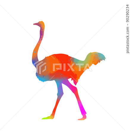 Multicolored abstract ostrich. Vector illustration 90290234