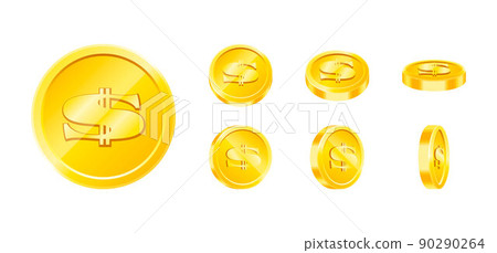 Vector gold game coin set isolated. Vector gold game coin set isolated. 90290264