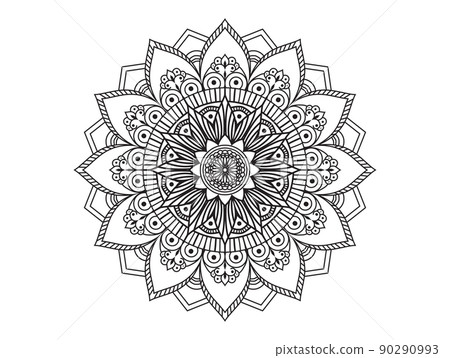 Circle pattern in the form of mandala for Henna, Mehndi, tattoos, decorative ornaments in ethnic oriental style, coloring book pages. 90290993