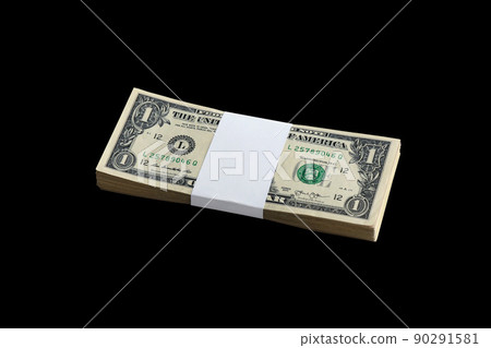Bundle of US dollar bills isolated on black. Pack of american money with high resolution on perfect black background Bundle of US dollar bills isolated on black. Pack of american money with high resolution on perfect black background 90291581