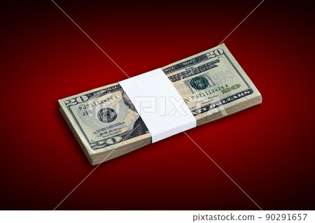 Bundle of US dollar bills isolated on white. Pack of american money with high resolution on perfect white background 90291657