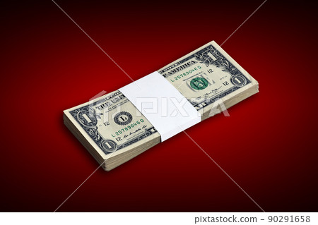 Bundle of US dollar bills isolated on white. Pack of american money with high resolution on perfect white background 90291658