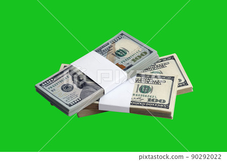 Bundle of US dollar bills isolated on chroma keyer green. Pack of american money with high resolution on perfect green mask Bundle of US dollar bills isolated on chroma keyer green. Pack of american money with high resolution on perfect green mask 90292022