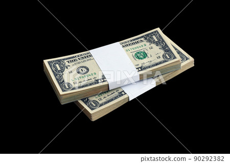 Bundle of US dollar bills isolated on black. Pack of american money with high resolution on perfect black background Bundle of US dollar bills isolated on black. Pack of american money with high resolution on perfect black background 90292382