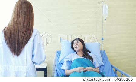 Woman doctor and patient consultation with professional specialist diagnostics at hospital medicare treatment clinic. Doctor writing prescription for medical health care therapy. Woman doctor and patient consultation with professional specialist diagnostics at hospital medicare treatment clinic. Doctor writing prescription for medical health care therapy. 90293260