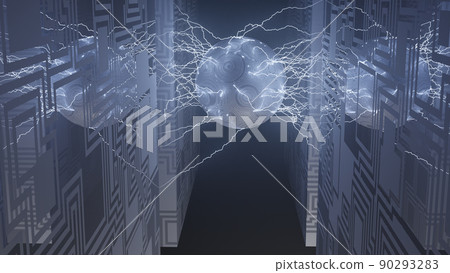 CG 閃電：一個會放電的球體和一個帶有圖案的立方體 90293283