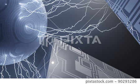 CG Lightning: A sphere that discharges and a cube with a pattern 90293286