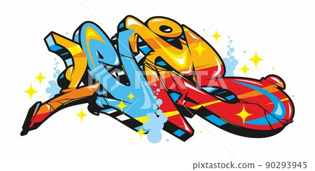 Abstract Word Lets Graffiti Style Font Lettering Vector Illustration Template 90293945
