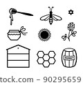 Bee and honey icon set 90295659