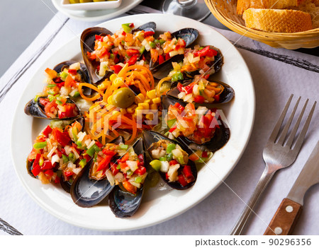 Spanish dish - vinaigrette with mussels 90296356