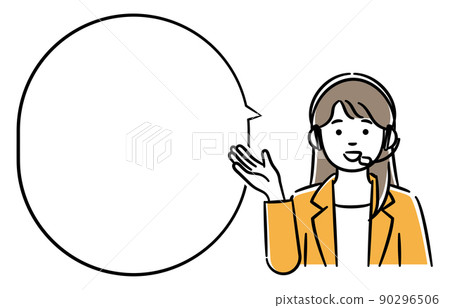 呼叫中心女性和講話泡泡的簡單說明 90296506