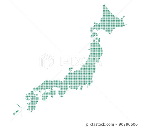 Green map of Japan represented by dots Green map of Japan represented by dots 90296600