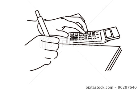 用計算器計算的人手邊 90297640