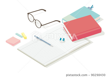 Illustrations of books and notebooks while studying Illustrations of books and notebooks while studying 90298430