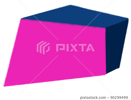 Neon pink futuristic banner text box architecture geometric perspective 3D style hand draw illustration 90299499