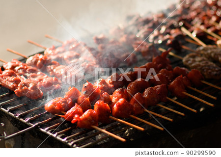 Roast chicken street food in thailand. 90299590