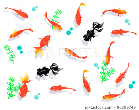 Summer_cool goldfish and aquatic plants swaying Summer_cool goldfish and aquatic plants swaying 90299749