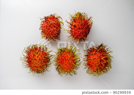 The rambutan is not beautiful on the white background. 90299939