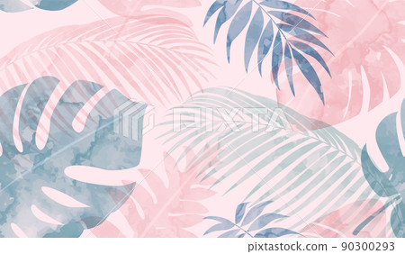 Vector illustration background of tropical plants such as palms, monstera 90300293