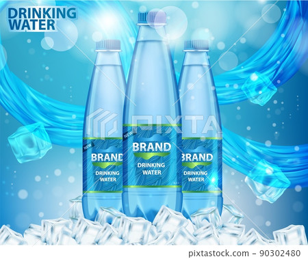 Drinking water ad realistic vector illustration 90302480