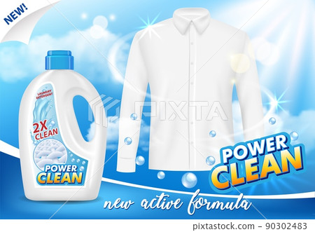 Gel or liquid laundry detergent advertising vector realistic illustration 90302483