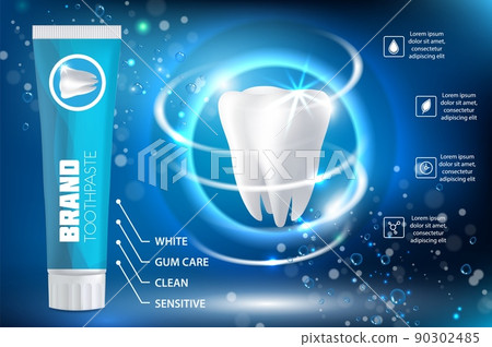 Whitening toothpaste ad vector realistic illustration Whitening toothpaste ad vector realistic illustration 90302485