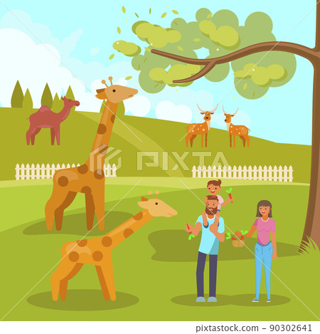 Zoo animals vector flat style design illustration 90302641