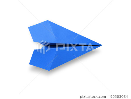 Blue paper plane origami isolated on a white background Blue paper plane origami isolated on a white background 90303084