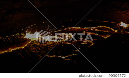 Panorama Erta Ale volcano crater, melting lava, Danakil depression, Ethiopia Panorama Erta Ale volcano crater, melting lava, Danakil depression, Ethiopia 90304572