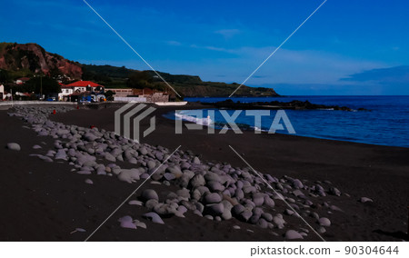 Landscape of Praia do Almoxarife beach , Faial island, Azores, p 90304644