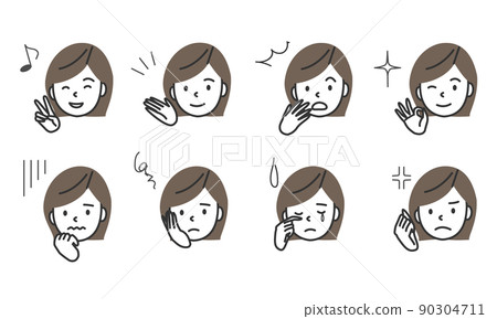 A set of various facial expressions for women A set of various facial expressions for women 90304711