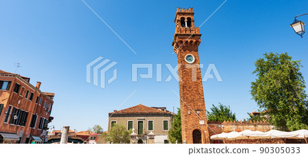 Ancient Civic Tower and Clock Tower in Murano Island - Venice Veneto Italy Ancient Civic Tower and Clock Tower in Murano Island - Venice Veneto Italy 90305033