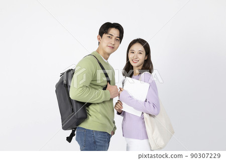 job interview_ asian korean young woman and man laughing job interview_ asian korean young woman and man laughing 90307229