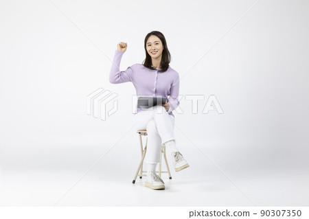 job interview_ asian korean young woman and man cheer up young man job interview_ asian korean young woman and man cheer up young man 90307350