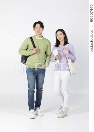 job interview_ asian korean young woman and man laughing job interview_ asian korean young woman and man laughing 90307446