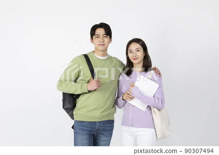 job interview_ asian korean young woman and man laughing job interview_ asian korean young woman and man laughing 90307494