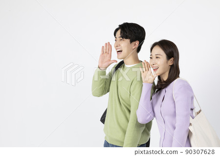 job interview preparation_ asian korean young woman and man, introducing oneself job interview preparation_ asian korean young woman and man, introducing oneself 90307628
