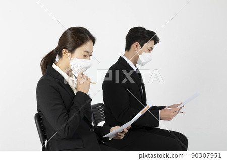Asian Korean young generations woman and man job interview concept_Preparing for an interview Asian Korean young generations woman and man job interview concept_Preparing for an interview 90307951