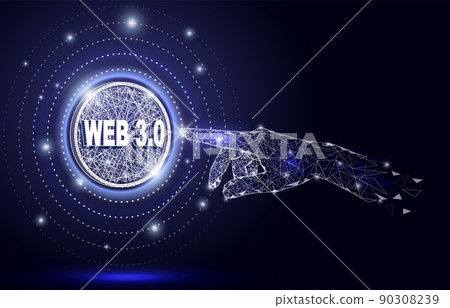 Human hand reaching web 3.0 abstract vector 90308239