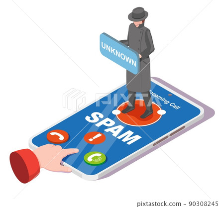 Spam call vector phone fraud and scam design 90308245