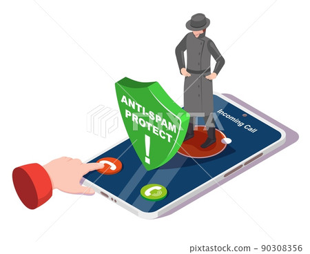 Anti spam call protect mobile service vector Anti spam call protect mobile service vector 90308356