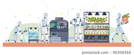 Ai control smart farm flat vector illustration 90308368