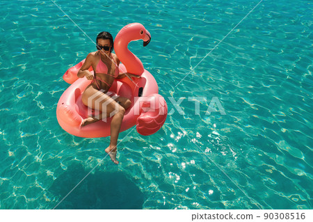 Teen Girl in a Pink Bathing Suit Stock Photo - Image of enjoyment