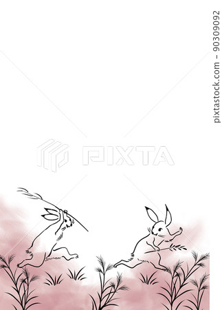 Choju-Giga 風格兔子追逐明信片尺寸 Choju-Giga 風格兔子追逐明信片尺寸 90309092