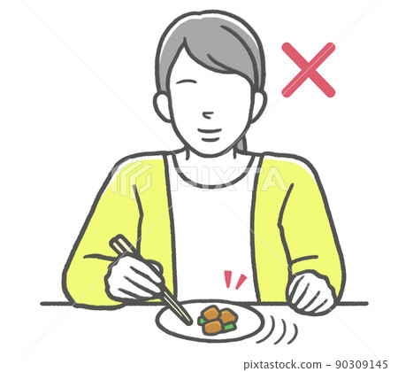 Violation of chopstick etiquette: A woman who plays chopsticks Violation of chopstick etiquette: A woman who plays chopsticks 90309145