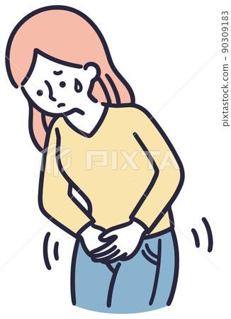 Itching in the delicate zone Female simple illustration 90309183